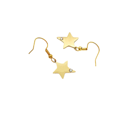 earrings steel gold star with strass2